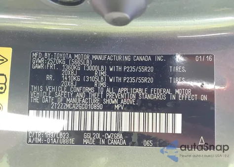 2016 Lexus Rx 350 from USA, damaged, VIN 2T2ZZMCA2GC010890